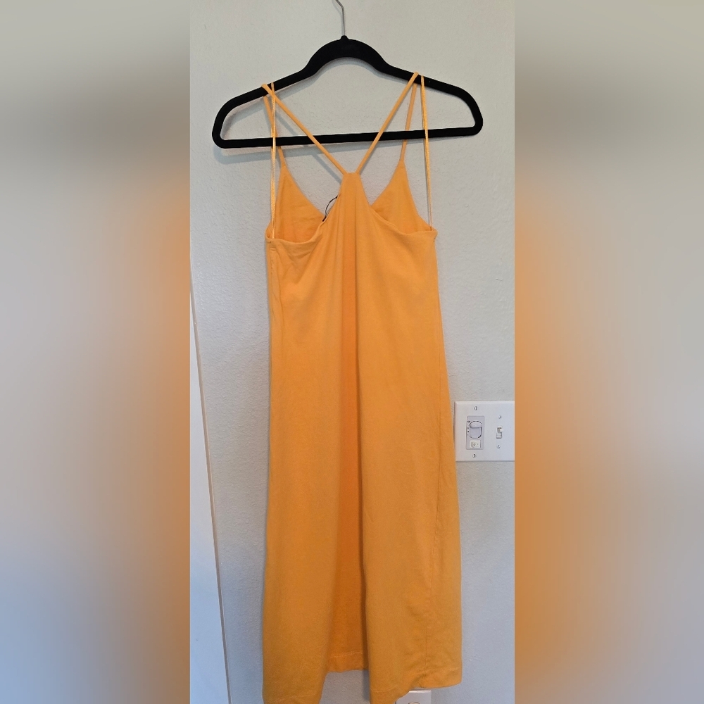 Zara Yellow Strappy Midi Cotton Dress Size Small - Picture 3 of 4